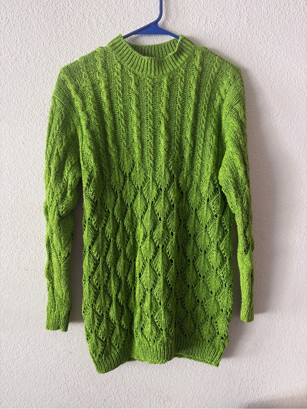 Vintage Real Clothes Saks Fifth Ave‎ Cable Knit Sweater in Lime Green size Small